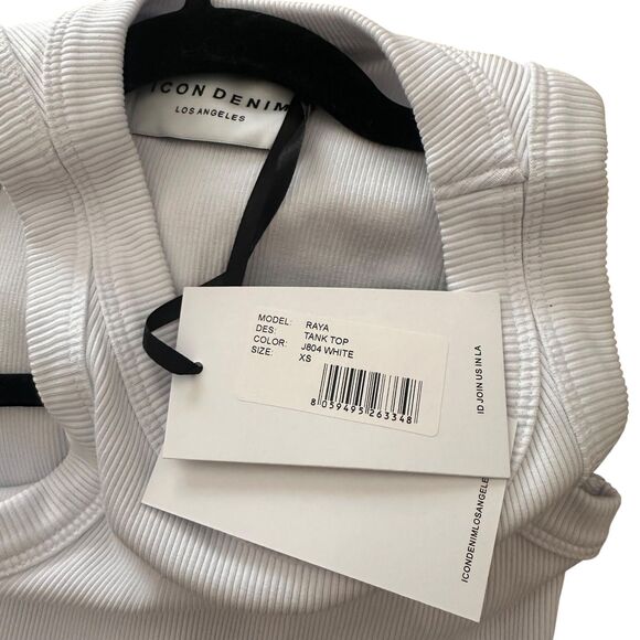 ICON DENIM Raya Ribbed Tank White‎ NWT XS - Picture 5 of 6